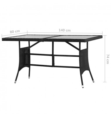  Sodo stalas, juodas, 140x80x74cm, poliratanas - Lauko stalai, staliukai - 6