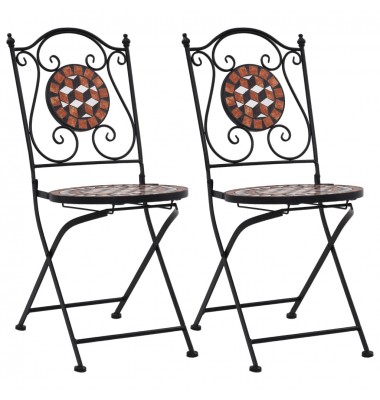  Mozaikinės bistro kėdės, 2 vnt., rudos spalvos, keramika - Lauko kėdės - 1