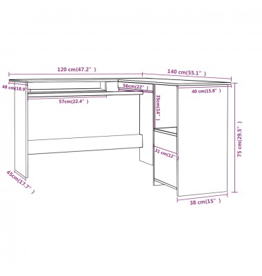  Kampinis stalas, juodos spalvos, 120x140x75cm, MDP, L formos - Rašomieji stalai - 6