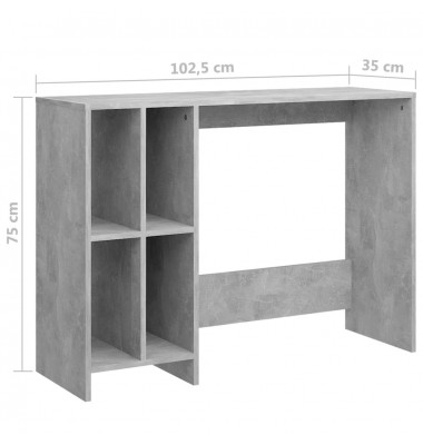  Kompiuterio stalas, betono pilkos spalvos, 102,5x35x75cm, MDP - Rašomieji stalai - 6
