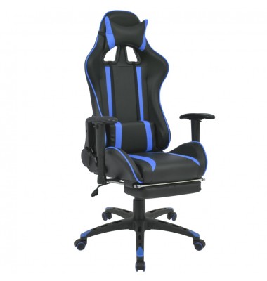 Atlošiama biuro/žaidimų kėdė su atrama kojoms, mėlyna - Žaidimų kėdės - 1