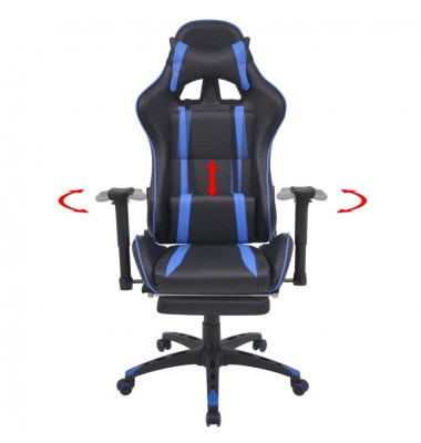 Atlošiama biuro/žaidimų kėdė su atrama kojoms, mėlyna - Žaidimų kėdės - 2