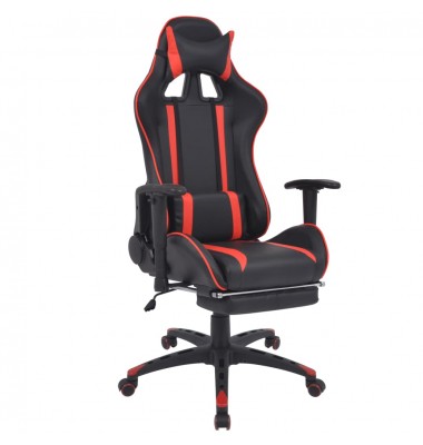Atlošiama biuro/žaidimų kėdė su atrama kojoms, raudona - Žaidimų kėdės - 1