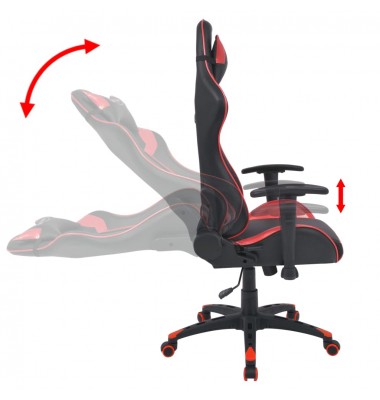 Atlošiama biuro/žaidimų kėdė, dirbtinė oda, raudona - Žaidimų kėdės - 3