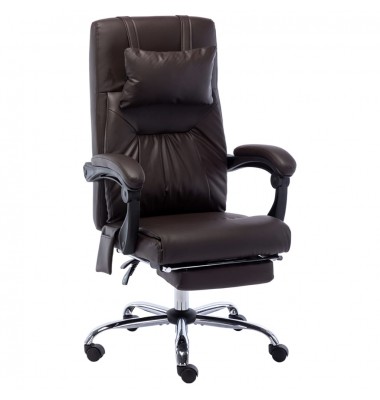  Masažinė biuro kėdė, rudos spalvos, dirbtinė oda - Biuro kėdės - 1