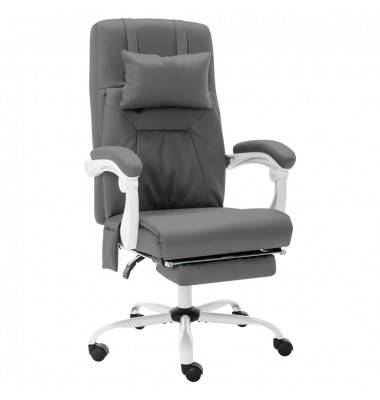  Masažinė biuro kėdė, pilkos spalvos, dirbtinė oda  - Biuro kėdės - 1