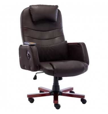  Masažinė biuro kėdė, rudos spalvos, dirbtinė oda - Biuro kėdės - 1