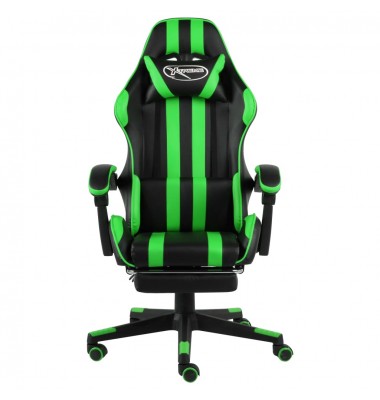 Žaidimų kėdė su pakoja, juodos ir žalios spalvos, dirbtinė oda - Žaidimų kėdės - 2