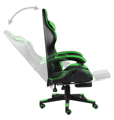 Žaidimų kėdė su pakoja, juodos ir žalios spalvos, dirbtinė oda - Žaidimų kėdės - 3