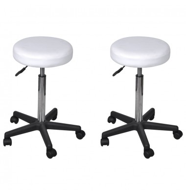  Biuro taburetės, 2vnt., baltos, 35,5x98cm, dirbtinė oda - Biuro kėdės - 1