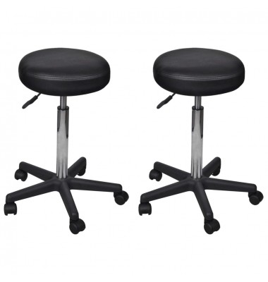  Biuro taburetės, 2vnt., juodos, 35,5x98cm, dirbtinė oda - Biuro kėdės - 1