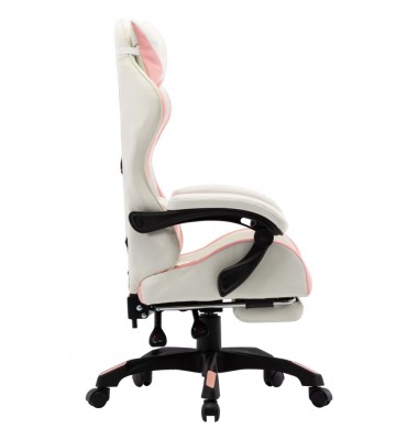 Žaidimų kėdė su pakoja, rožinė ir balta, dirbtinė oda - Žaidimų kėdės - 3