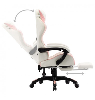 Žaidimų kėdė su pakoja, rožinė ir balta, dirbtinė oda - Žaidimų kėdės - 4