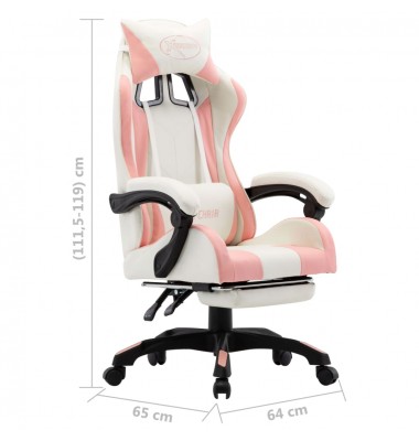 Žaidimų kėdė su pakoja, rožinė ir balta, dirbtinė oda - Žaidimų kėdės - 8