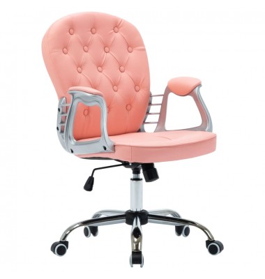 Pasukama biuro kėdė, rožinės spalvos, dirbtinė oda - Biuro kėdės - 1