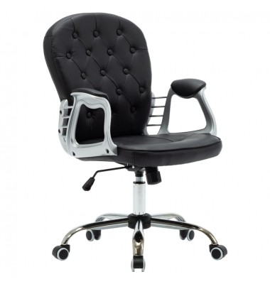 Pasukama biuro kėdė, juodos spalvos, dirbtinė oda - Biuro kėdės - 1