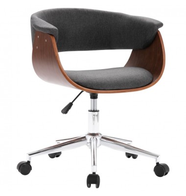 Pasukama biuro kėdė, pilka, lenkta mediena ir audinys - Biuro kėdės - 1