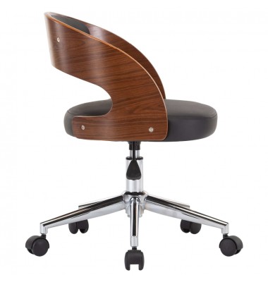 Pasukama biuro kėdė, juoda, išlenkta mediena ir dirbtinė oda - Biuro kėdės - 4