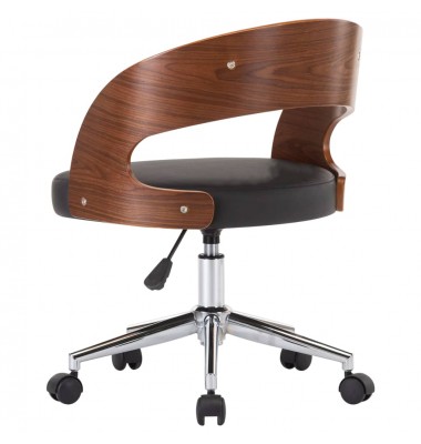 Pasukama biuro kėdė, juoda, išlenkta mediena ir dirbtinė oda - Biuro kėdės - 5