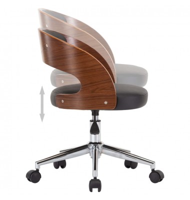 Pasukama biuro kėdė, juoda, išlenkta mediena ir dirbtinė oda - Biuro kėdės - 6