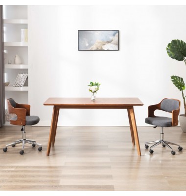 Pasukama biuro kėdė, pilka, išlenkta mediena ir audinys - Biuro kėdės - 2