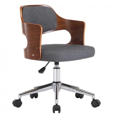 Pasukama biuro kėdė, pilka, išlenkta mediena ir audinys - Biuro kėdės - 1