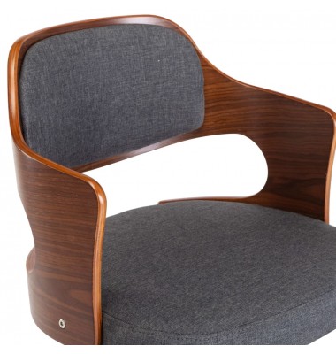 Pasukama biuro kėdė, pilka, išlenkta mediena ir audinys - Biuro kėdės - 7