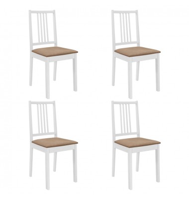  Valgomojo kėdės su pagalv., 4 vnt., balt. sp., medienos masyvas - Valgomojo Kėdės - 1