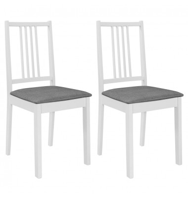  Valgomojo kėdės su pagalv., 2 vnt., balt. sp., medienos masyvas - Valgomojo Kėdės - 1