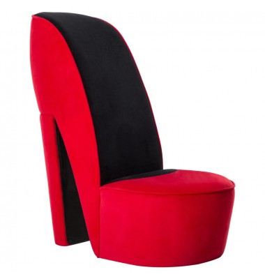  Aukštakulnio formos kėdė, raudonos spalvos, aksomas - Foteliai, krėslai - 1