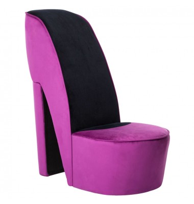  Aukštakulnio formos kėdė, violetinės spalvos, aksomas - Foteliai, krėslai - 1