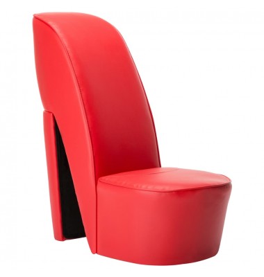  Aukštakulnio formos kėdė, raudonos spalvos, dirbtinė oda - Foteliai, krėslai - 1