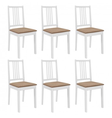  Valgomojo kėdės su pagalv., 6 vnt., balt. sp., medienos masyvas - Valgomojo Kėdės - 1