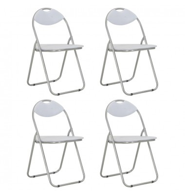  Sulankstomos valgomojo kėdės, 4vnt., baltos sp., dirbtinė oda - Valgomojo Kėdės - 1