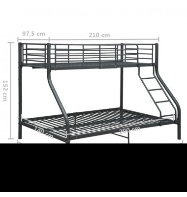 Dviaukštės lovos rėmas, juodas, 140x200cm/90x200cm, metalas - Dviaukštės lovos - 8