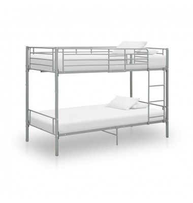 Dviaukštė lova, pilkos spalvos, 90x200cm, metalas - Dviaukštės lovos - 1