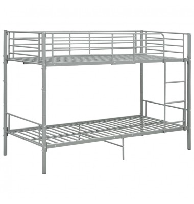 Dviaukštė lova, pilkos spalvos, 90x200cm, metalas - Dviaukštės lovos - 2