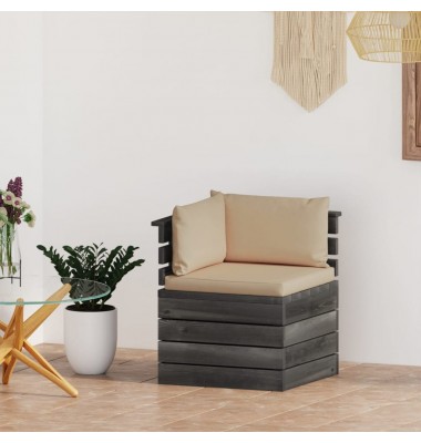  Kampinė sodo sofa iš palečių su pagalvėlėmis, pušies mediena - Moduliniai lauko baldai - 1