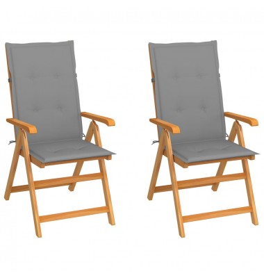  Sodo kėdės su pilkomis pagalvėlėmis, 2vnt., tikmedžio masyvas - Lauko kėdės - 1