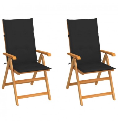 Sodo kėdės su juodomis pagalvėlėmis, 2vnt., tikmedžio masyvas - Lauko kėdės - 1