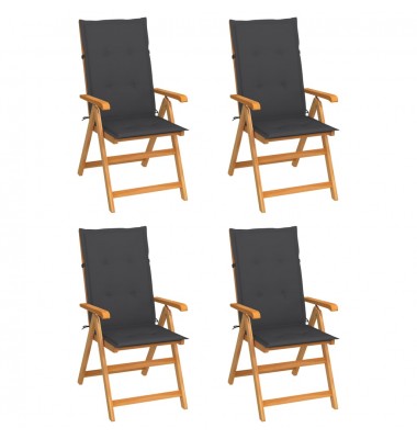  Sodo kėdės su pagalvėlėmis, 4vnt., antracito, tikmedžio masyvas - Lauko kėdės - 1