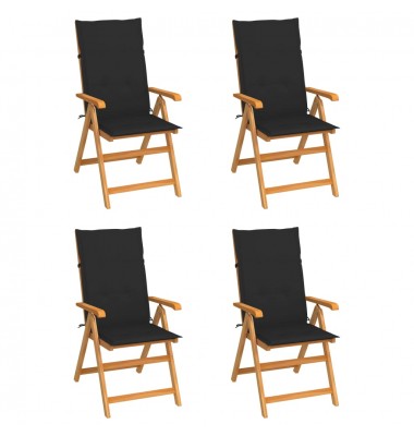  Sodo kėdės su juodomis pagalvėlėmis, 4vnt., tikmedžio masyvas - Lauko kėdės - 1