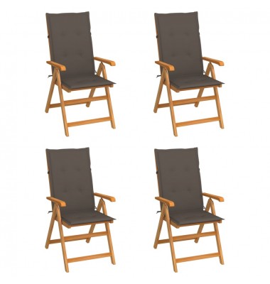  Sodo kėdės su taupe spalvos pagalvėlėmis, 4vnt., tikmedis - Lauko kėdės - 1