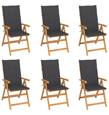  Sodo kėdės su pagalvėlėmis, 6vnt., tikmedžio medienos masyvas - Lauko kėdės - 1