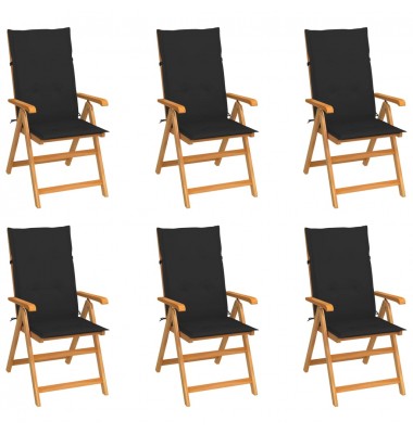  Sodo kėdės su juodomis pagalvėlėmis, 6vnt., tikmedžio masyvas - Lauko kėdės - 1