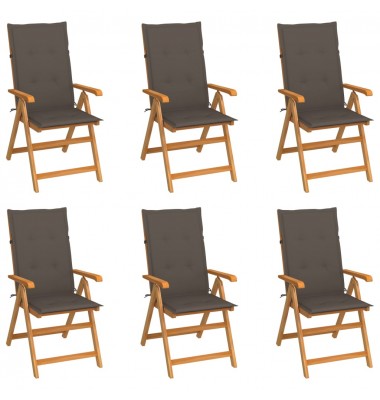  Sodo kėdės su taupe spalvos pagalvėlėmis, 6vnt., tikmedis - Lauko kėdės - 1