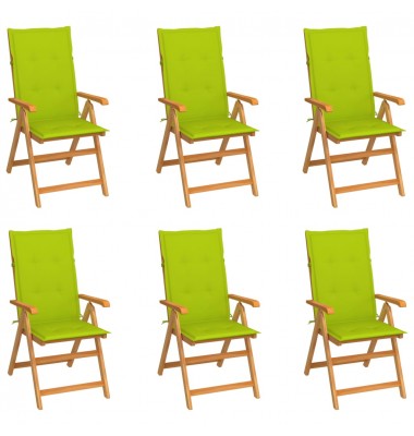  Sodo kėdės su šviesiai žaliomis pagalvėlėmis, 6vnt., tikmedis - Lauko kėdės - 1