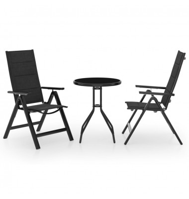  Bistro baldų komplektas, 3 dalių, juodos ir antracito spalvos - Lauko baldų komplektai - 1