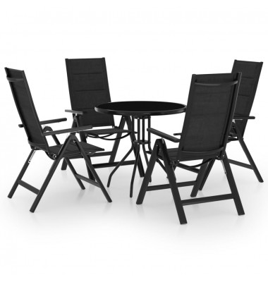  Bistro baldų komplektas, 5 dalių, juodos ir antracito spalvos - Lauko baldų komplektai - 1