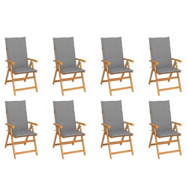  Atlošiamos sodo kėdės su pagalvėlėmis, 8vnt., tikmedžio masyvas - Lauko kėdės - 1